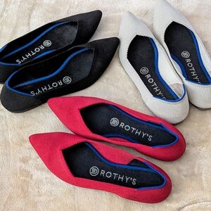 Rothy's Women's Flats - Black, Cream, and Red